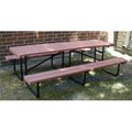 Engineered Plastic Systems Engineered Plastic Systems SPT8 3 8 ft Bench and Table with Steel Legs in Redwood SPT8